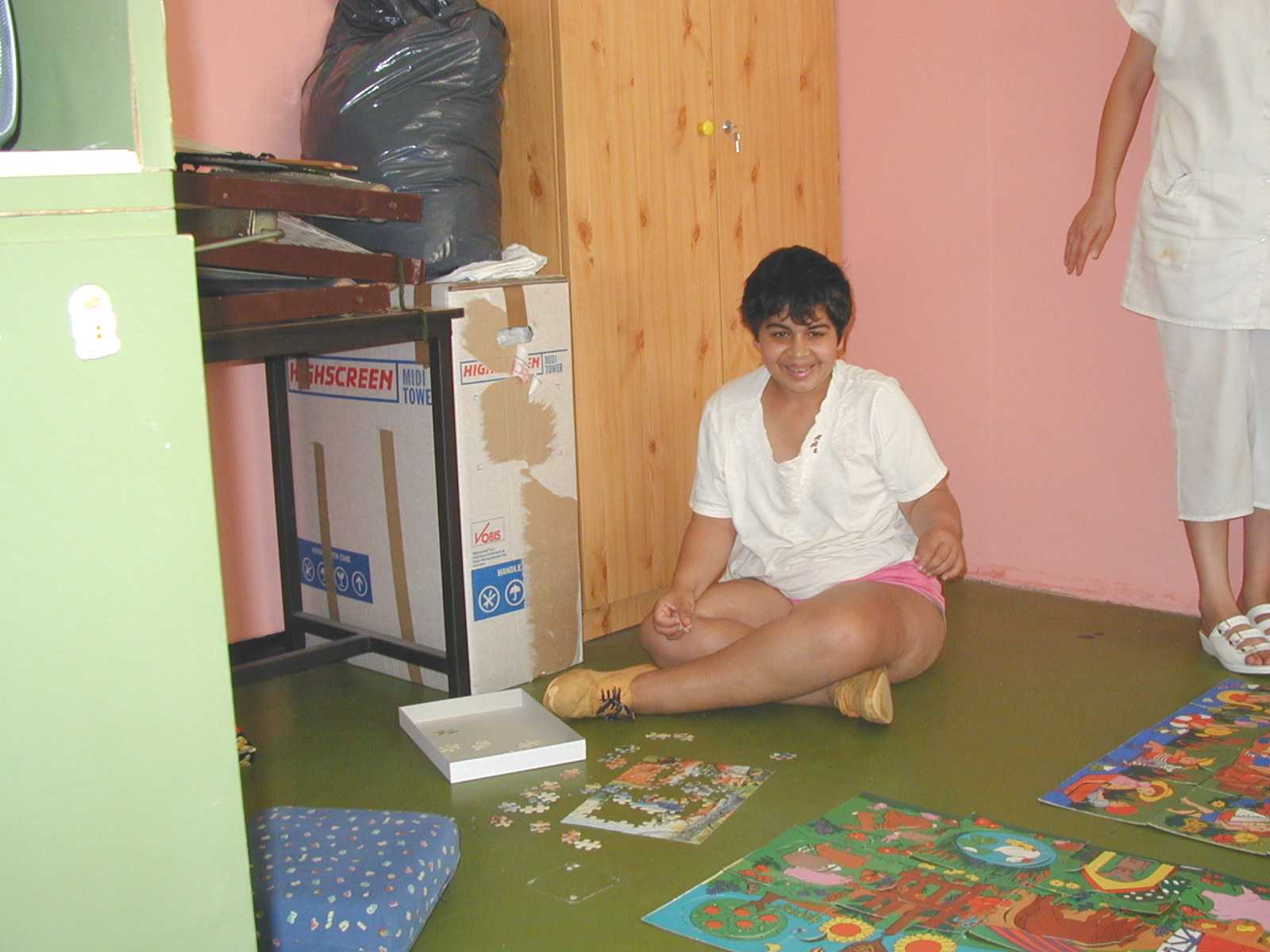 A teenager working on jigsaw puzzles at Barcs, Hungary.